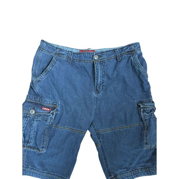 Vtg Levis Mens Carpenter Shorts Blue Denim Skater Grunge Size 40 Y2K Workwear - Picture 2 of 12
